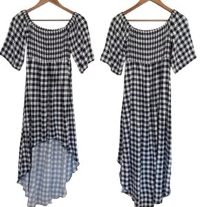 Crazy Train Black and White Checkered Gingham High Low Dress Size Small
